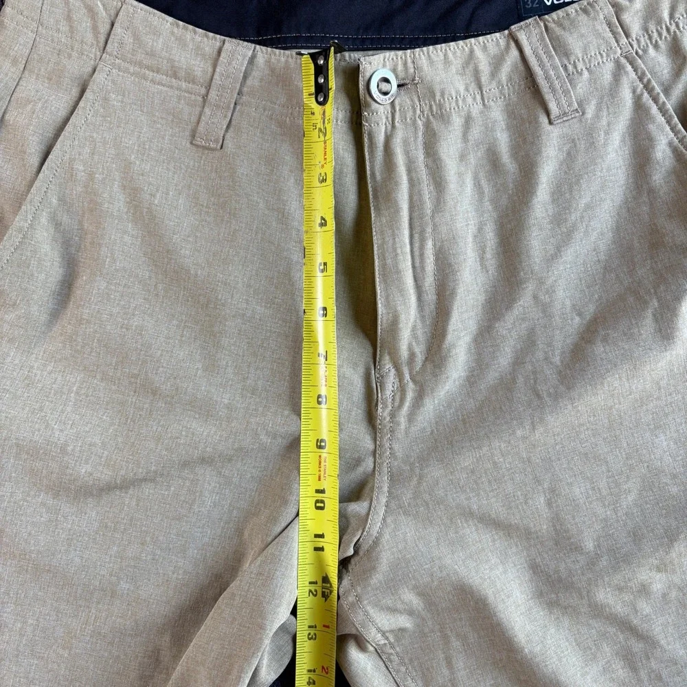 Volcom Mens Hybrid Shorts 32 Khaki Polyester Stretch Chino Walkshorts
